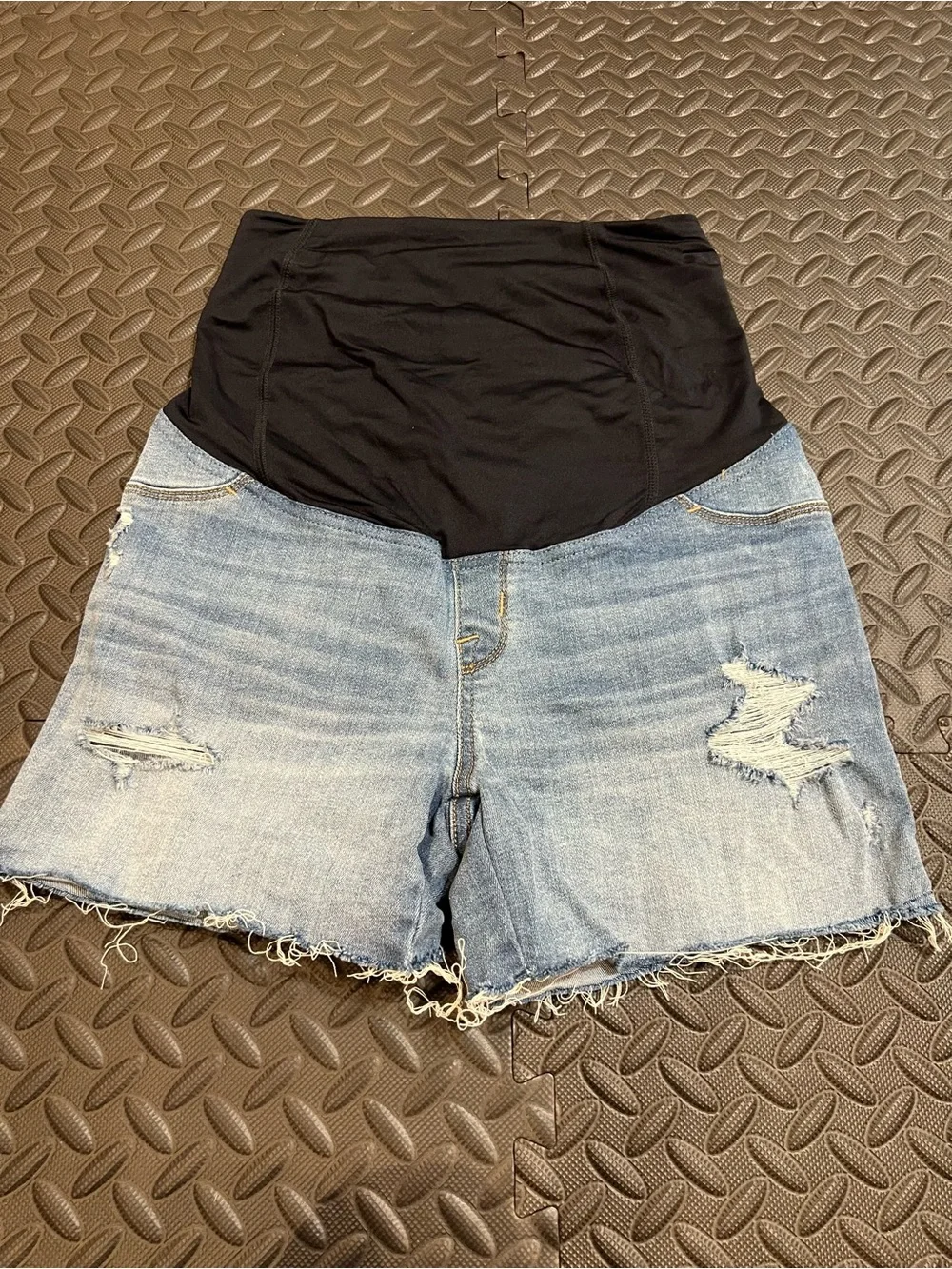 Black Overbump Maternity Denim Shorts